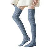 vejtmcc Women's Coral Velvet Winter Snow Socks Non Shedding Thick Warm Over The Knee Socks Socken Pfeffern (Navy, One Size)