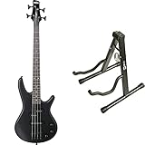 Ibanez GSRM20B-WK GIO SR Series Electric Bass Guitar - MiKro - 4 String - Withered Black & Rockjam Universal Tragbarer A-Frame-Gitarrenständer für Akustikgitarre, E-Gitarre & Bassgitarre