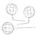 FRCOLOR 3 Stück Edelstahl Kaninchen Futterball mit Aufhängung Platzsparender Käfigspender für Hasen Meerschweinchen Chinchillas Robust Leicht mit Aufhängekette für Kleintiere