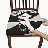 Elegante Stuhlhussen für Damenstühle, dehnbar, abnehmbare Spandex-Kissenbezüge mit schickem Design, moderne dekorative Schonbezüge für Wohnzimmer, Esszimmer, 4 Stück