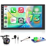 【8 Kern 6+128G】 Hodozzy Carplay Android Autoradio 2 Din mit Navi 7 Zoll IPS Bildschirm, Auroradio Bluetooth mit Android Auto/DSP/WiFi/RDS/FM/USB+Rückfahrkamera