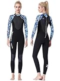 Owntop Neoprenanzug für Damen Herren - 3mm Neopren Tauchanzüge Wetsuit Langarm, Thermisch Verdickte Badebekleidung mit Reißverschluss Hinten UV 50+, Damen L