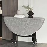 Platzsparender klappbarer Esstisch mit Rädern – Stabiler Metallrahmen, Klapp-Küchentisch für kleine Räume, runder Ausziehtisch, Sitzplätze für 4–8 Personen