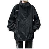 TOFOTL Winter Regenjacke Für Herren Dünn Softshelljacken Parka Reflektierend Smock Rollator Zubehör Fahrradjacke Regenmantel Fahrradjacke Regenkleidung Fahrrad Herren Schwarz 3XL