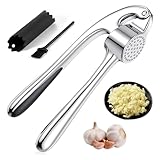 Knoblauchpresse Edelstahl Spümaschinenfest Knoblauch Presse Garlic Press Pressen Crusher Testsieger – Leicht Zu Reinigende Knoblauchpressen, KüChenhelfeMit Knoblauchschäler und Bürste