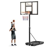 SAMAX Basketballkorb Basketballständer 100-305 cm Höhenverstellbar mit Rollen inkl. Netz - Korbanlage Standfuß Outdoor Indoor - für Garten, Sportplatz und Spielfeld - für Erwachsene & Kinder