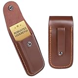 VIKING GEAR Messer Lederetui in Braun - Taschenmesser - Klappmesser Schutzhülle - Freizeitmesser 13cm Messer-Etui mit Druckknopf und Schlaufe, braun