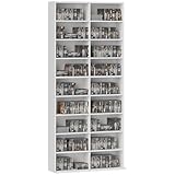 HOMCOM CD DVD Blueray Regal CD-Ständer für bis zu 640 CDs oder 360 DVDs oder 430 Blurays Aufbewahrung Bücherregal Medienregal fürs Wohnzimmer78,5 x 24 x 175 cm Weiß