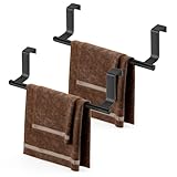 Dunkwckore 2 Pcs Handtuchhalter Ohne Bohren, Edelstahl Handtuchhalter Tür Innenseite, Geschirrtuchhalter, Spültuchhalter, Handtuchstange, Türhandtuchhalter zum Einhängen, Modernes Design, Schwarz