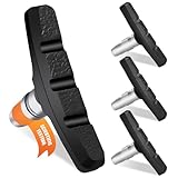 4 Stück V-Brake Bremsbeläge Fahrrad, Hochwertiges Bremsgummi, V-Bremse Fahrradbremsen mit Bolzen, Symmetrischem Gewinde und Befestigungsmaterial, Starke Bremskraft & Langlebig, Schwarz
