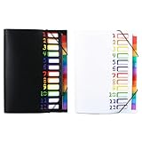 Tragbarer, erweiterbarer Dokumenten-Organizer, beschriftet, 12 Taschen, wasserdicht, mit elastischem Verschluss, Seil-Design, wasserdicht, 2 Stück