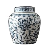 Klassische Blumen Landschaft Muster Keramik Mit Deckel Lagerung Topf Große Kapazität Teekanne Home Candy Nüsse Versiegelte Lagerung Topf Geschenke (Color : C14*12.2CM)