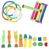 Levemolo 21 Stück Tauchspielzeug für Kunststoff Buntes Tauchringe und Stäbe mit Oktopus Schwimmbad für Schwimmanfänger Glattes Design Sicher und Langlebig Zufällige Farbe Zufällige Farbe