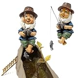 gotyou Angelnder Zwerg Figur - Gartenzwerg Deko Statue - Harz Handwerk Charakter für Garten Dekoration