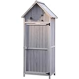 OWOHYG Wetterbeständiger Holzlagerschuppen Für Garten Und Garage, Gartengeräteschrank Mit Mehreren Fächern – Perfekt Für Die Organisation Im Hinterhof,B(A)