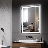 Youyijia Spiegel Mit Beleuchtung,70x50 cm Badspiegel Mit Beleuchtung Mit Touch-Schalter Beschlagfrei, 3 Lichtfarben Dimmbar, 3500K-6500K Badezimmerspiegel, Spiegel (70x50 cm Beschlagfrei+Dimmbar)