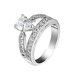 ZJHQQB Plattierte 18K -Goldringe für Frauen, Verlobungsringe für Frauen Vintage Doppelschicht Birnenform Kubikzirkonia Ehering