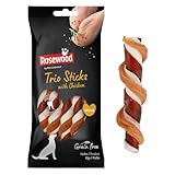 Rosewood Trio-Kausticks mit Hühnchen für mittelgroße Hunde - Zahnhygiene, ohne Getreide und Gluten, Keine künstlichen Zusätze, enthält Rinderhaut, 90 g