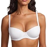 DOBREVA Leicht Gepolsterter BH mit Bügel Balconette BH Tshirt Soft Weiss 85B