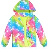OlyPegic Regenjacke für Mädchen, wasserdicht, mit Kapuze, Fleece-Futter, leichte Windjacke für Mädchen, Outdoor-Jacken, winddichter Regenmantel für Kinder