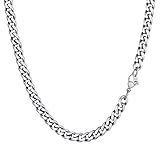 PROSTEEL Herren Kette Collier Edelstahl 46cm/18 in. Panzerkette Halskette 6mm breit kubanische Gliederkette Hip Hop Link Chain Necklace Modeschmuck Accessoire für Männer Frauen