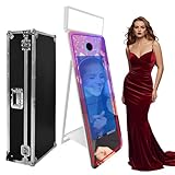 Fotokabinen-Maschine mit Touchscreen, interaktiver Spiegel, Fotokabine für Veranstaltung, Party, Hochzeit, Verleih, inklusive Flugtasche und Kamera, Farbe: Weiß (109,9 cm Touchscreen), Größe: 165 cm