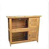 Kaninchenstall / Hasenstall Emma auf 2 Etagen - 92x45x81 cm - Kleintier-Stall für Draußen. Der wetterfeste, doppelstöckige Stall für 2 Kaninchen - TIMBO Hasenkäfig und Hasenstall