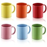Evanda Kaffeebecher 6 Stück, große 350 ml Keramik Tasse, Trinkbecher, Tee und Glühwein, spülmaschinenfest (gemischte Farbe)