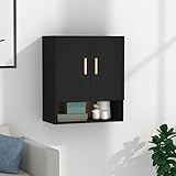 DYRJDJWIDHW Wandschrank Schwarz 60x31x70 cm Holzwerkstoff Wall Cabinet with Scandinavian Design for Living Room Bedroom Storage Space Saving Floating Shelf