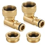 Casenly Messing Abgewinkelter Wasserhahnanschluss 1/2 und 3/4 Zoll, 360° Drehbarer Schlauchanschluss, 90° Hahnverbinder Anschluss Innengewinde Wasserhahn Adapter Garten Schlauch Hahn Anschluss