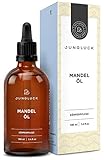 JUNGLÜCK Mandelöl BIO kaltgepresst 100ml - Vegan | 100% rein, natürliches Öl pflegt besonders trockene Haut reichhaltig | Hautschützend dank Vitamin E - intensive Pflege für Gesicht, Haare und Körper
