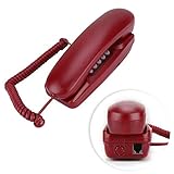 Bewinner Schnurgebundes Telefon,Festnetztelefon ohne Anrufer ID Anzeige,Desktop Wandtelefon für Zuhause,Kompatibel mit Blitzfunktion/Stummschaltung/Wahlwiederholung(Rot)