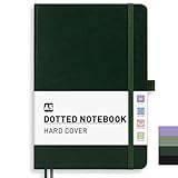 PYNEX Notizbuch A5 Dotted, Hardcover,Notebook, Leder Notizblock With 192 Blatt 100GSM, Tagebuch für Erwachsene,Schule - Dunkelgrün