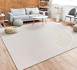 Paco Home Teppich Wohnzimmer Schlafzimmer Esszimmer Kurzflor Moderne Optik Einfarbig Pastell, Grösse:120x170 cm, Farbe:Creme