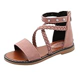 Mädchen Sandalen Prinzessin Schuhe Weiche Sohle Strand Sandalen Kinder Römerschuhe Schuh mit, rose, 33 EU
