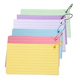 WEKADRIN Karteikarten Teilig mit Metallringen Cremefarbene Blanko Notizkarten Leichte und Handliche Lernkarten für Büro Schule Zuhause zum Vokabeln Lernen und Notizen Erstellen