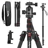 SMALLRIG 71' Kamera-Stativ, faltbares Aluminium-Stativ Einbeinstativ, 360°Kugelkopf abnehmbar und Schnellwechselplatte, mit Smartphone Klemme, Nutzlast 15kg 33lb, 71in/180cm - 3935