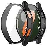 Misxi 2 Stück Hard PC Schutzhülle Hülle Kompatibel mit Samsung Galaxy Watch 7 40mm, Anti-Rutsch Ultra-dünne Kratzfeste Schutz Displayschutzfolie mit Gehärtetem Glas für Galaxy Watch 7, Schwarz