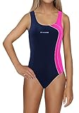 sesto senso Badeanzug Mädchen Sport Einteiliger Blickdichter Schwimmanzug Dunkelblau Rosa 128 BW690 Navy Pink