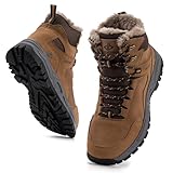 JACKSHIBO Winterschuhe Herren Winterstiefel Damen Warme Gefüttert Stiefel Trekking Wanderschuhe Wasserdicht Rutschfest Schneestiefel Outdoor Winterboots Braun 44EU