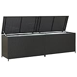 Xichuzi Gartenbox Poly Rattan 200x50x60 cm Schwarz, Kissenbox Outdoor WassBerdicht, Auflagenbox, Aufbewahrungsbox, Terrassenschrank, Gartentruhe, Gartenkiste, Garten Aufbewahrung - 46474