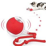 KEWUZY Katzenspielzeug Elektrisch Katzenball mit LED Licht, Interaktives Katzenspielzeug Katzenball, 360-Grad-Ball Automatischer Modellierung Katzenball mit Seil, USB Wiederaufladbarer für Katzen