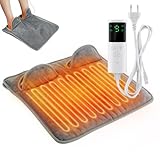 KUWUNG Elektrischer Fußwärmer, 9 Temperaturstufen, 4 Timer-Einstellungen, Maschinenwaschbar,Elektrische Fußheizung Wärmekissen, Kuscheliger Fußwärmer Maschinenwaschbar, für Fuß Damen Herren