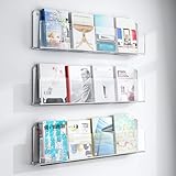 Wandmontiertes Prospektständer-Set aus Acryl, 3er-Set, Broschüren- und Zeitschriftenhalter aus transparentem Plexiglas mit Montagesatz, 47,2 x 1,9 x 5,9 Zoll, perfekt für Büros und Veranstal