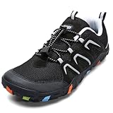 Littleplum Wanderschuhe Jungen Trekkingschuhe Kinder Barfußschuhe Atmungsaktiv rutschfest Outdoorschuhe Traillaufschuhe(Schwarz Grau,38EU)