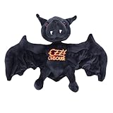 Masyrt Schwarze Fledermaus Plüsch Tier,Halloween-Schwarz-Fledermaus-Dekor,Weiches Niedliches Fledermäuse-Stofftier mit Gold-Stickerei für Rockmusik-Fan Halloween Ostern Weihnachten (Magnetisch)