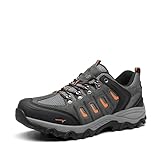 NORTIV 8 Herren Wanderschuhe Low Top Leichte Outdoor Trekking Camping Hiking Shoes Kletterschuhe Trail wasserdichte,Size 44,Schwarz/Dunkel/Grau/Orange,Quest-1