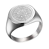 Herren Kompass Ring Silber Siegelring Edelstahl Reisegeschenk Größe 57