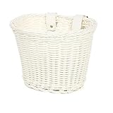 BYLYUIVN Fahrradkorb Rattan Fahrradkorb, Rattan-gewebter Fahrradkorb, vorderer Lenkerkorb, Abnehmbarer, wasserdichter Fahrrad-Gepäckkorb, Fahrradträgertasche(White,18 * 14 * 12cm)