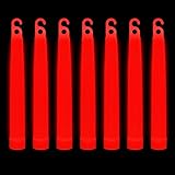 15,2 cm Knicklicht-Schlüsselbänder - Rot Ultra Hell Glow in the Dark Sticks für Camping, Silvester, Festivals, Partys - Wasserdicht, Ungiftig & 12 Stunden Dauerhafte Leuchtstäbe, 25 Stück